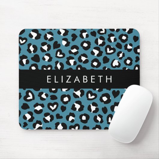 Tierwerbung, Blauer Leopard, Herz, Ihr Name Mousepad (Mit Mouse)