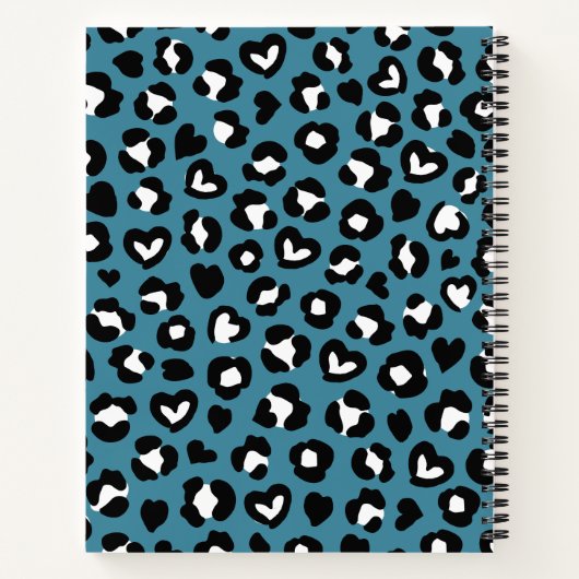 Tierwerbung, Blauer Leopard, Herz, Ihr Name Notizblock (Rückseite)