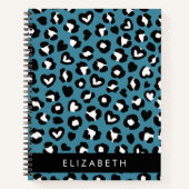Tierwerbung, Blauer Leopard, Herz, Ihr Name Notizblock (Vorderseite)