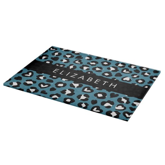 Tierwerbung, Blauer Leopard, Herz, Ihr Name Schneidebrett (Ecke)
