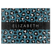 Tierwerbung, Blauer Leopard, Herz, Ihr Name Schneidebrett (Vorderseite)
