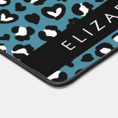 Tierwerbung, Blauer Leopard, Herz, Ihr Name Schreibtischunterlage (Ecke)