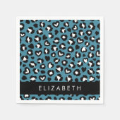 Tierwerbung, Blauer Leopard, Herz, Ihr Name Serviette (Vorderseite)
