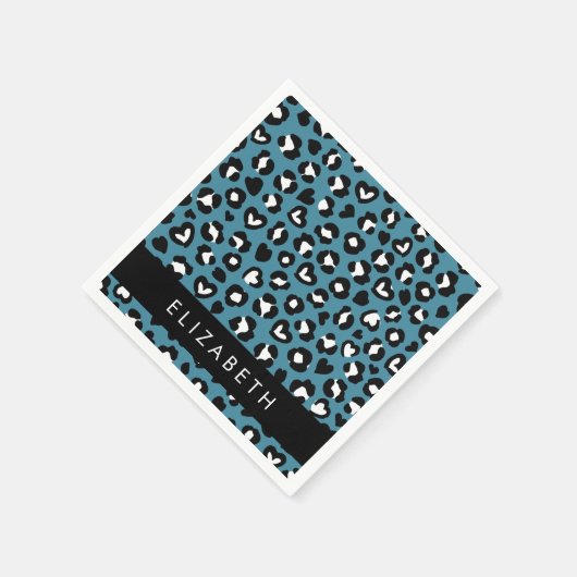 Tierwerbung, Blauer Leopard, Herz, Ihr Name Serviette (Ecke)
