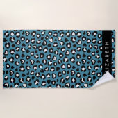 Tierwerbung, Blauer Leopard, Herz, Ihr Name Strandtuch (Vorderseite)