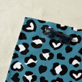 Tierwerbung, Blauer Leopard, Herz, Ihr Name Strandtuch (Beispiel)
