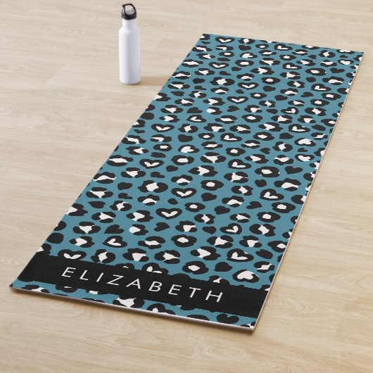 Tierwerbung, Blauer Leopard, Herz, Ihr Name Yogamatte (Beispiel)