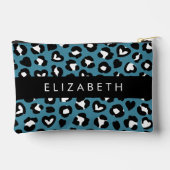 Tierwerbung, Blauer Leopard, Herz, Ihr Name Zubehörtasche (Rückseite)