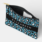 Tierwerbung, Blauer Leopard, Herz, Ihr Name Zubehörtasche (Offen)