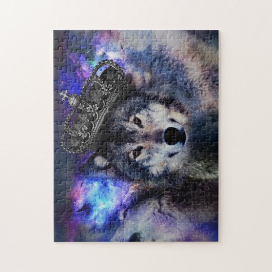 Tierwolf in Krone Puzzle (Vertikal)