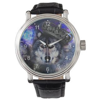 Tierwolf in Kronen Armbanduhr