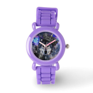 Tierwolf in Kronen Armbanduhr