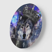 Tierwolf in Kronen Große Wanduhr (Winkel)