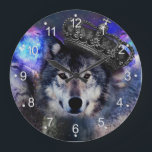 Tierwolf in Kronen Große Wanduhr<br><div class="desc">Wölfe Tiere Tiercanis,  Lupus Säugetier,  Kaninchenwölfe Königskrone,  graue amerikanische graue Wildtiere,  Wildtiere schöne Gesicht,  Raubtiere Säugetiere Natur,  wütende männliche kalte Arktis,  gefährliche Kopfwolf Tiere,  Tiere Lupus Säugetier,  Hundewölfe</div>