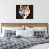 Tierwolf. Scary Grey Wolf head Leinwanddruck (Insitu (Schlafzimmer))