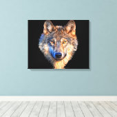 Tierwolf. Scary Grey Wolf head Leinwanddruck (Insitu (Holzboden))