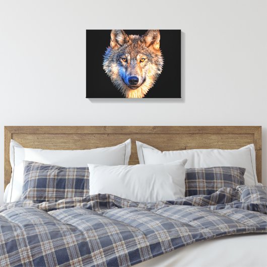 Tierwolf. Scary Grey Wolf head Leinwanddruck (Insitu (Schlafzimmer))