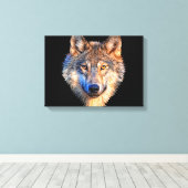 Tierwolf. Scary Grey Wolf head Leinwanddruck (Insitu (Holzboden))