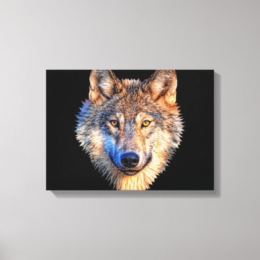 Tierwolf. Scary Grey Wolf head Leinwanddruck (Vorderseite)