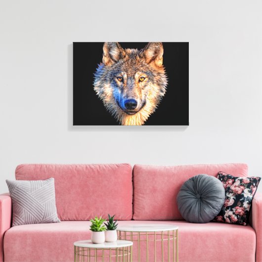 Tierwolf. Scary Grey Wolf head Leinwanddruck (Insitu (Wohnzimmer))