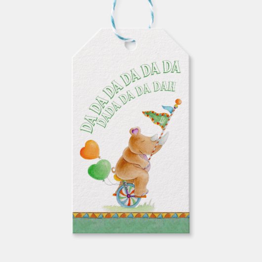 Tierzirkus Rhinozeros Geschenkanhänger (Vorderseite)