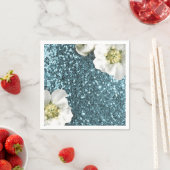 Tiffany Aqua Beach Blue Jasmine Glitzer Sequin Serviette (Beispiel)