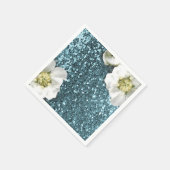 Tiffany Aqua Beach Blue Jasmine Glitzer Sequin Serviette (Ecke)