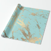 Tiffany Aqua Blue Gold Marble Shiny Glam Geschenkpapier (Ungerollt)