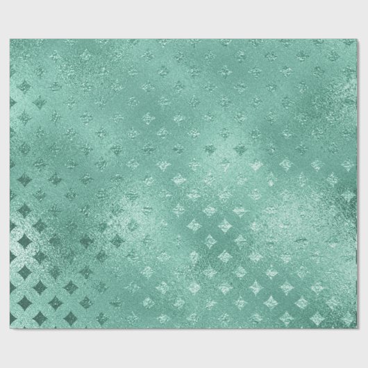 Tiffany Aqua Mint Green Shiny Glass Diamond Cut Geschenkpapier (Flach)