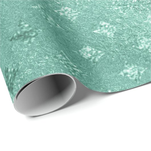 Tiffany Aqua Mint Green Shiny Glass Diamond Cut Geschenkpapier (Rolleneckpunkt)