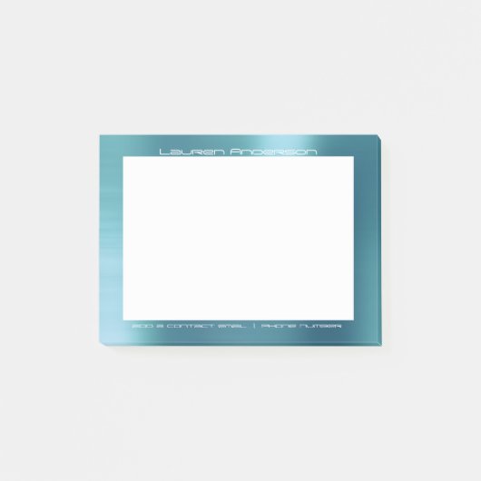 Tiffany Aqua White Office Custom Personalisiert Post-it Klebezettel (Vorderseite)