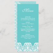 Tiffany Aquamarin Lace Wedding Menu Menükarte (Vorne/Hinten)