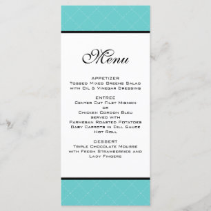 Tiffany Aquamarin Wedding Menu Menükarte