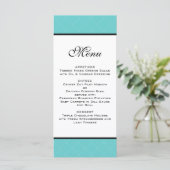Tiffany Aquamarin Wedding Menu Menükarte (Stehend Vorderseite)