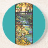 Tiffany beflecktes Glas-Rotwild-Untersetzer Sandstein Untersetzer (Vorne)