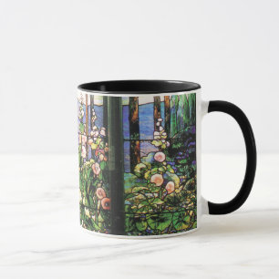 Tiffany beflecktes Glashollyhocks-Tasse Tasse