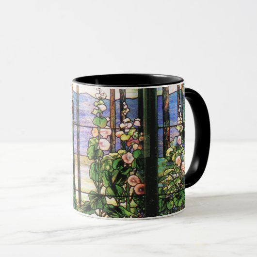 Tiffany beflecktes Glashollyhocks-Tasse Tasse (VorderseiteRechts)