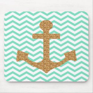 Tiffany-Blau und Goldanker Mousepad