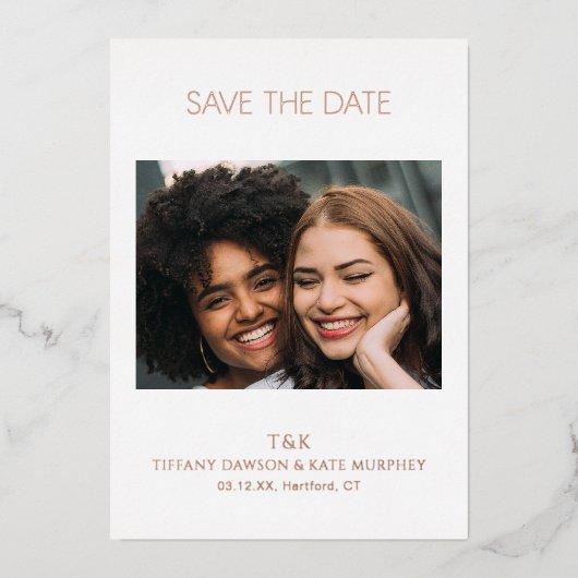 Tiffany Bold Modern Wedding Save the Date Folieneinladung (Vorderseite)