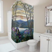 Tiffany-Buntglas-Magnolien-Iris-Kunst Nouveau Duschvorhang (Beispiel)