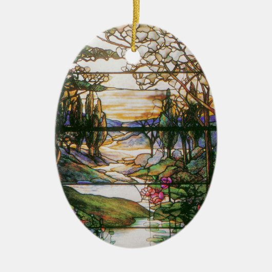 Tiffany-Buntglas-Natur-Verzierung Keramik Ornament (Vorne)