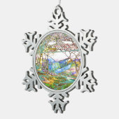 Tiffany-Buntglas-Schneeflocke-Verzierung Schneeflocken Zinn-Ornament (Rechts)