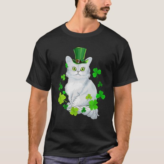 Tiffany Cat Kleeblatt Happy St Patrick's Day Cat T-Shirt (Vorderseite)