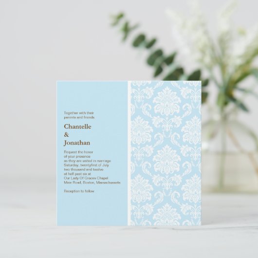 Tiffany Damask Einladung (Stehend Vorderseite)