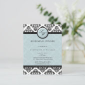 Tiffany Damask Monogram Probe Dinner Card Einladung (Stehend Vorderseite)