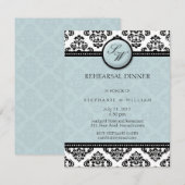 Tiffany Damask Monogram Probe Dinner Card Einladung (Vorne/Hinten)