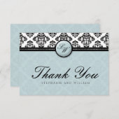 Tiffany Damask Monogram Wedding Danke Card (Vorne/Hinten)