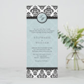 Tiffany Damask Monogram Wedding Einladung (Stehend Vorderseite)