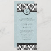 Tiffany Damask Monogram Wedding Einladung (Vorne/Hinten)