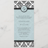 Tiffany Damask Monogram Wedding Einladung